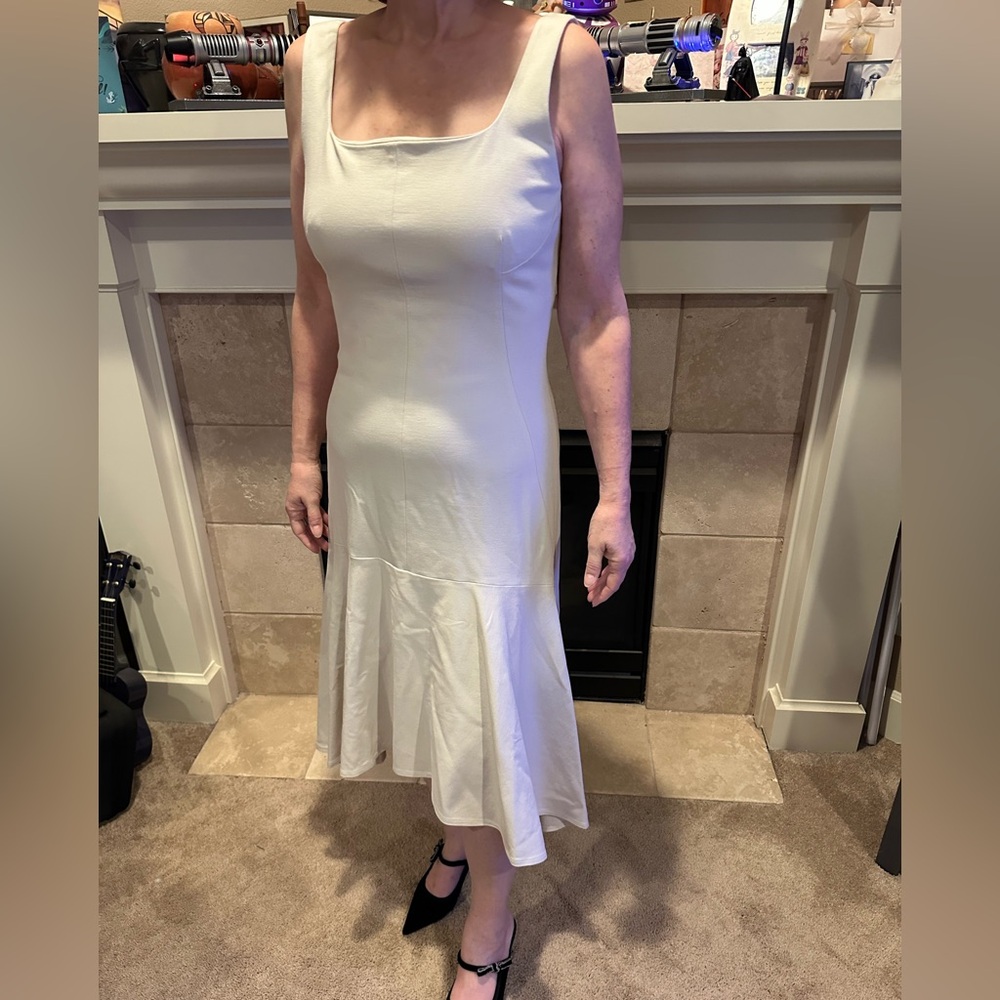 MM LaFleur The James Drop Waist Cream Sleeveless Dress